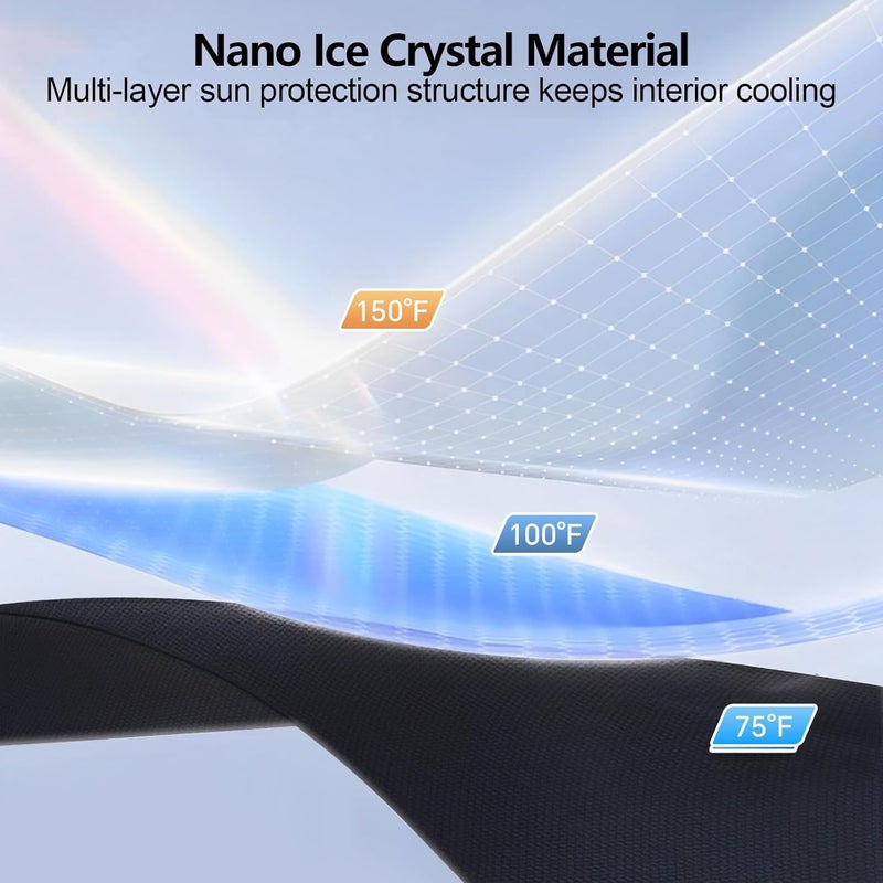 heenvn 2025 Tesla Model Y Juniper Ice Crystal Glass Roof Sunshade-Black, UV Protection, Heat Insulation, Non-Sag, Foldable with Storage Bag - Image 5